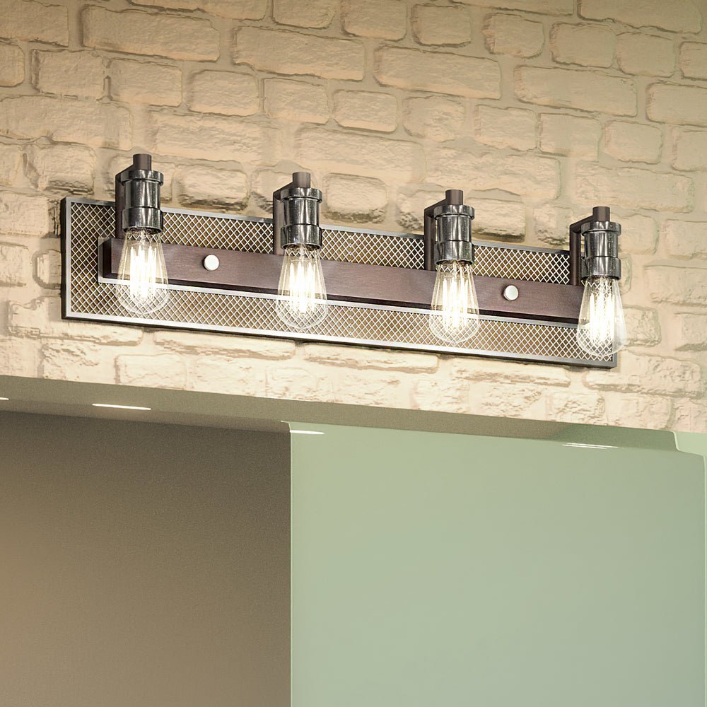 Urban Ambiance, UEX2673 Steam Punk Bath Light 7''H x 29''W, Aged Zinc & Polished Nickel Finish, Urbana Collection