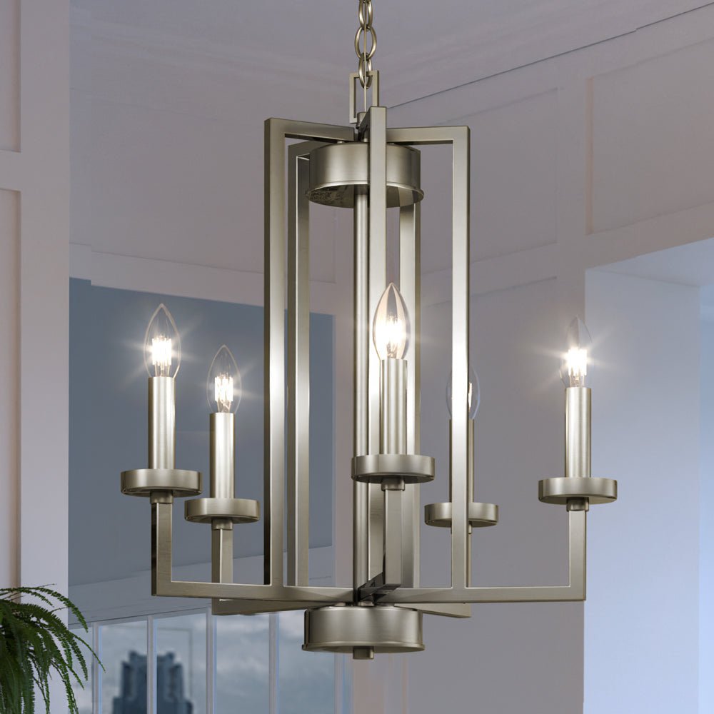 Urban Ambiance, UEX2681 Tudor Chandelier 22''H x 20''W, Brushed Nickel Finish, Marion Collection