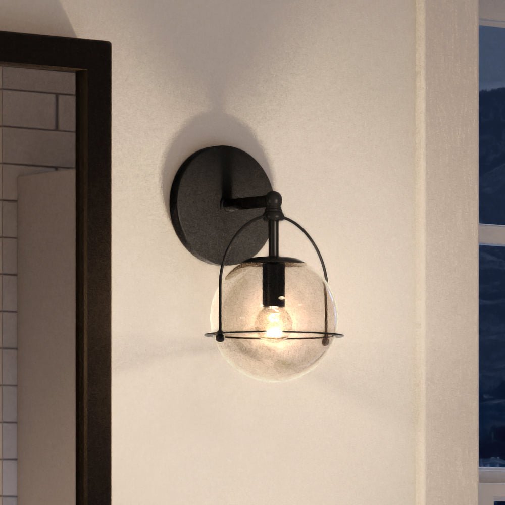 Urban Ambiance, UEX2713 Industrial Wall Sconce 10''H x 6''W, Matte Black Finish, Charlotte Collection