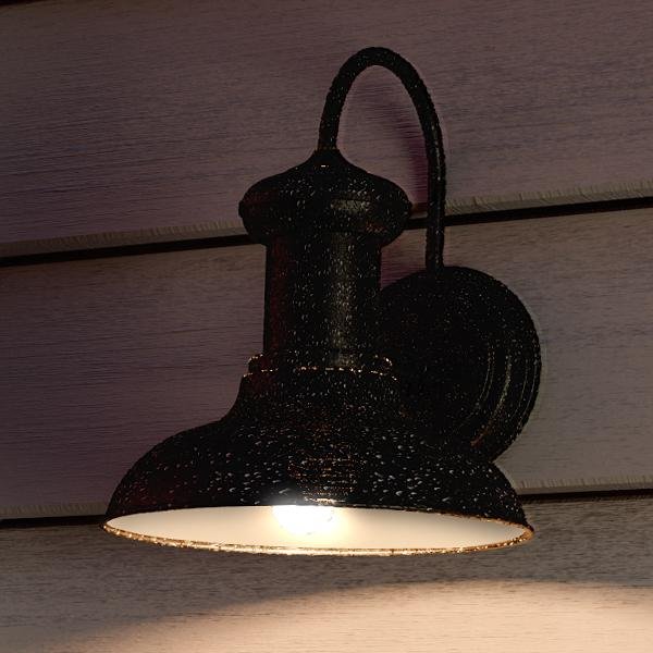 Urban Ambiance, UHP1021 Industrial Chic Chic Outdoor Wall Light, 10"H x 8.125"W, Olde Iron Finish, Palermo Collection