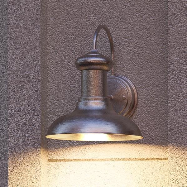 Urban Ambiance, UHP1022 Industrial Chic Chic Outdoor Wall Light, 10"H x 8.125"W, Aged Nickel Finish, Palermo Collection