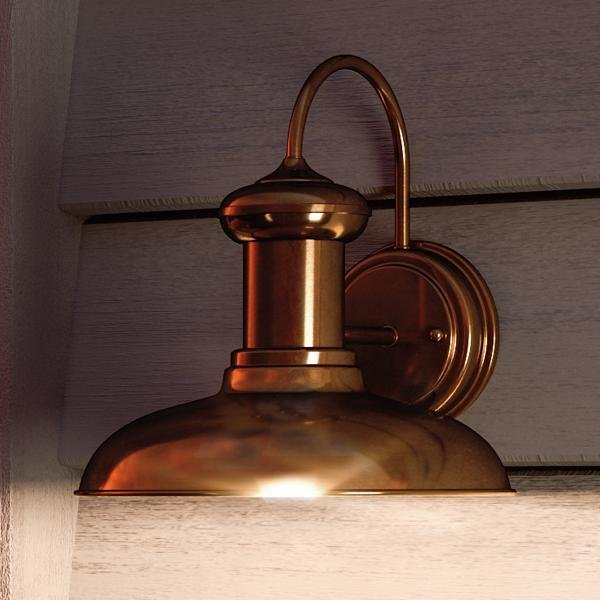 Urban Ambiance, UHP1023 Industrial Chic Outdoor Wall Light, 10.75"H x 10"W, Solid Copper Finish, Palermo Collection