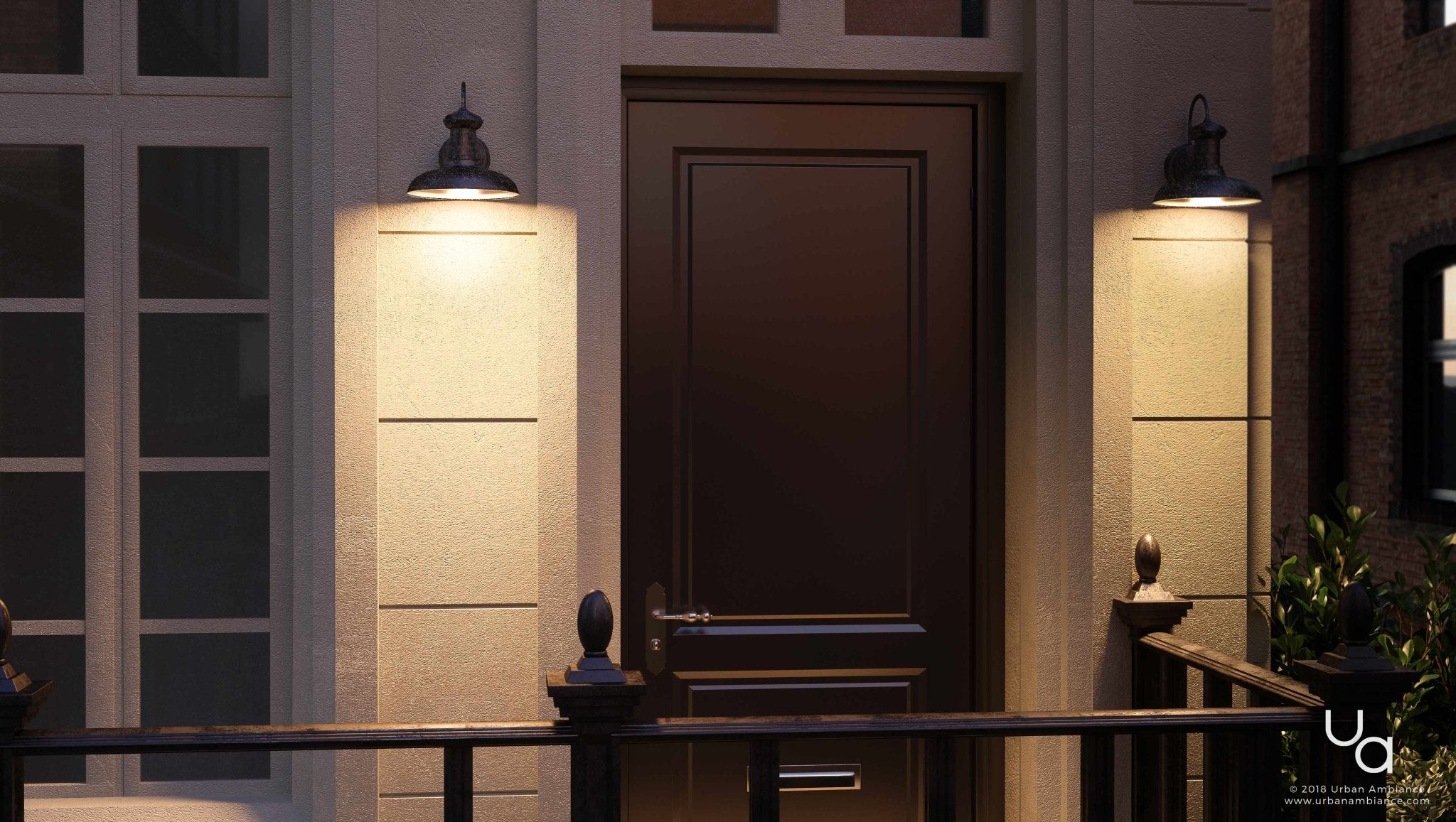 Urban Ambiance, UHP1024 Industrial Chic Chic Outdoor Wall Light, 10.75"H x 10"W, Olde Iron Finish, Palermo Collection