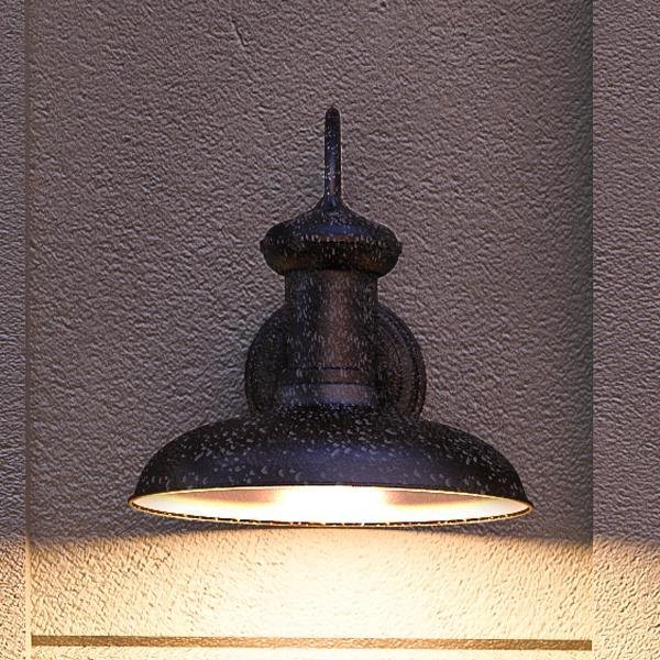 Urban Ambiance, UHP1024 Industrial Chic Chic Outdoor Wall Light, 10.75"H x 10"W, Olde Iron Finish, Palermo Collection