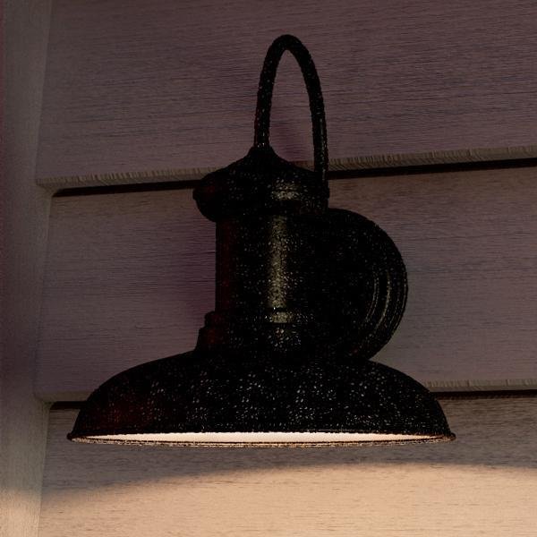 Urban Ambiance, UHP1028 Industrial Chic Chic Outdoor Wall Light, 12.375"H x 12"W, Olde Iron Finish, Palermo Collection