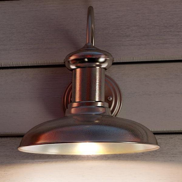 Urban Ambiance, UHP1030 Industrial Chic Chic Outdoor Wall Light, 12.375"H x 12"W, Aged Nickel Finish, Palermo Collection