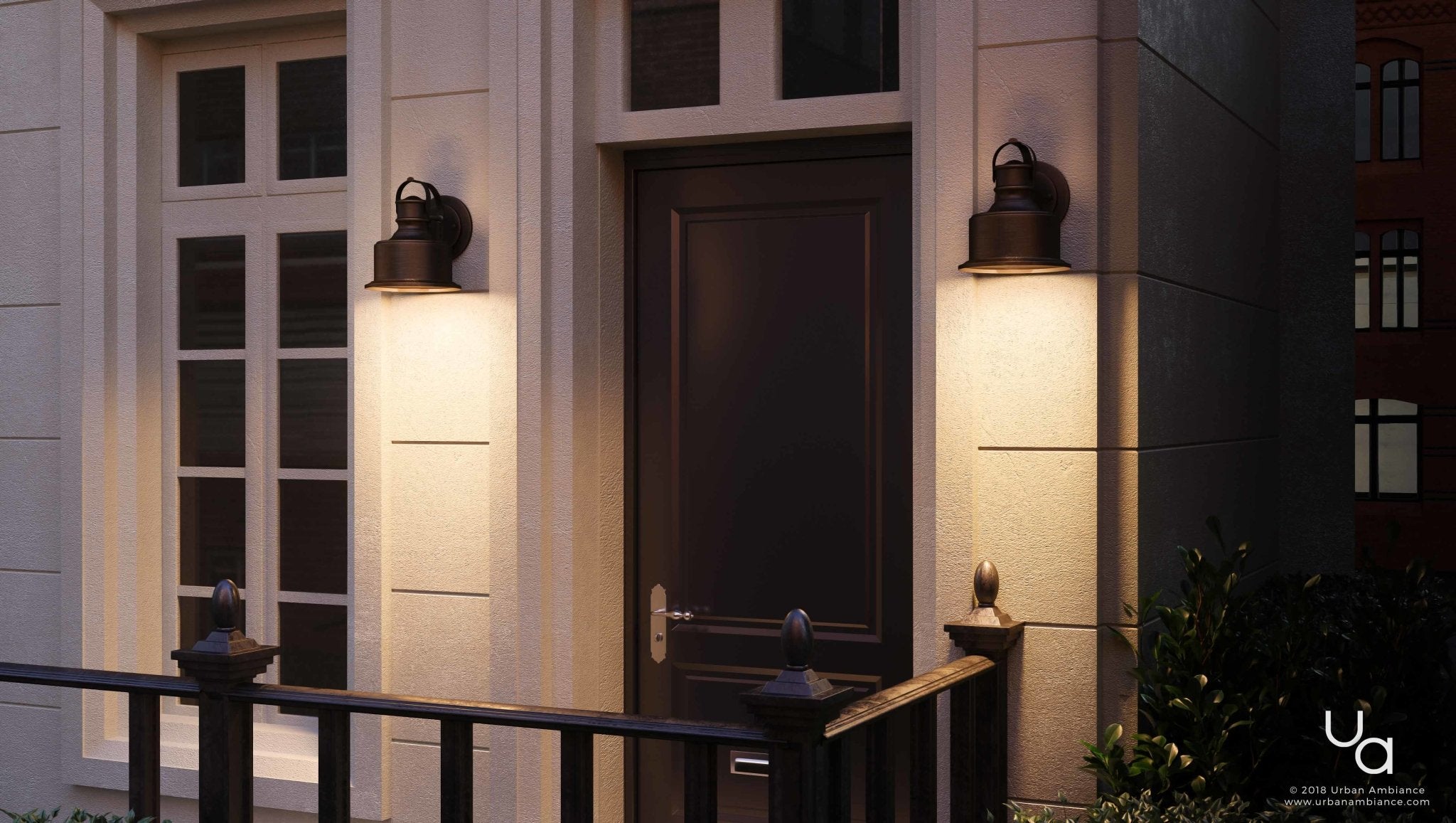 Urban Ambiance, UHP1042 Industrial Chic Outdoor Wall Light, 11-1/2"H x 11"W, Olde Bronze Finish, Reno Collection