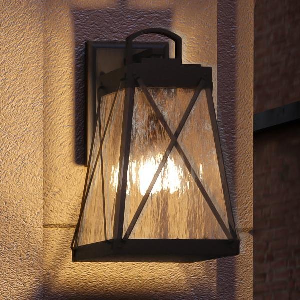 Urban Ambiance, UHP1053 English Tudor Outdoor Wall Light, 15-3/4"H x 8-3/8"W, Midnight Black Finish, Saint Paul Collection