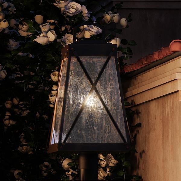 Urban Ambiance, UHP1056 English Tudor Outdoor Post/Pier Light, 21-3/4"H x 10-1/2"W, Olde Bronze, Saint Paul Collection