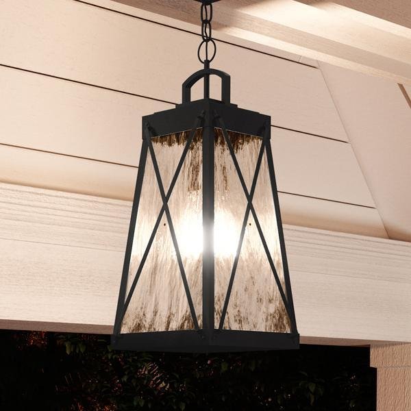 Urban Ambiance, UHP1059 English Tudor Outdoor Pendant, 21-5/8"H x 10-1/2"W, Midnight Black Finish, Saint Paul Collection