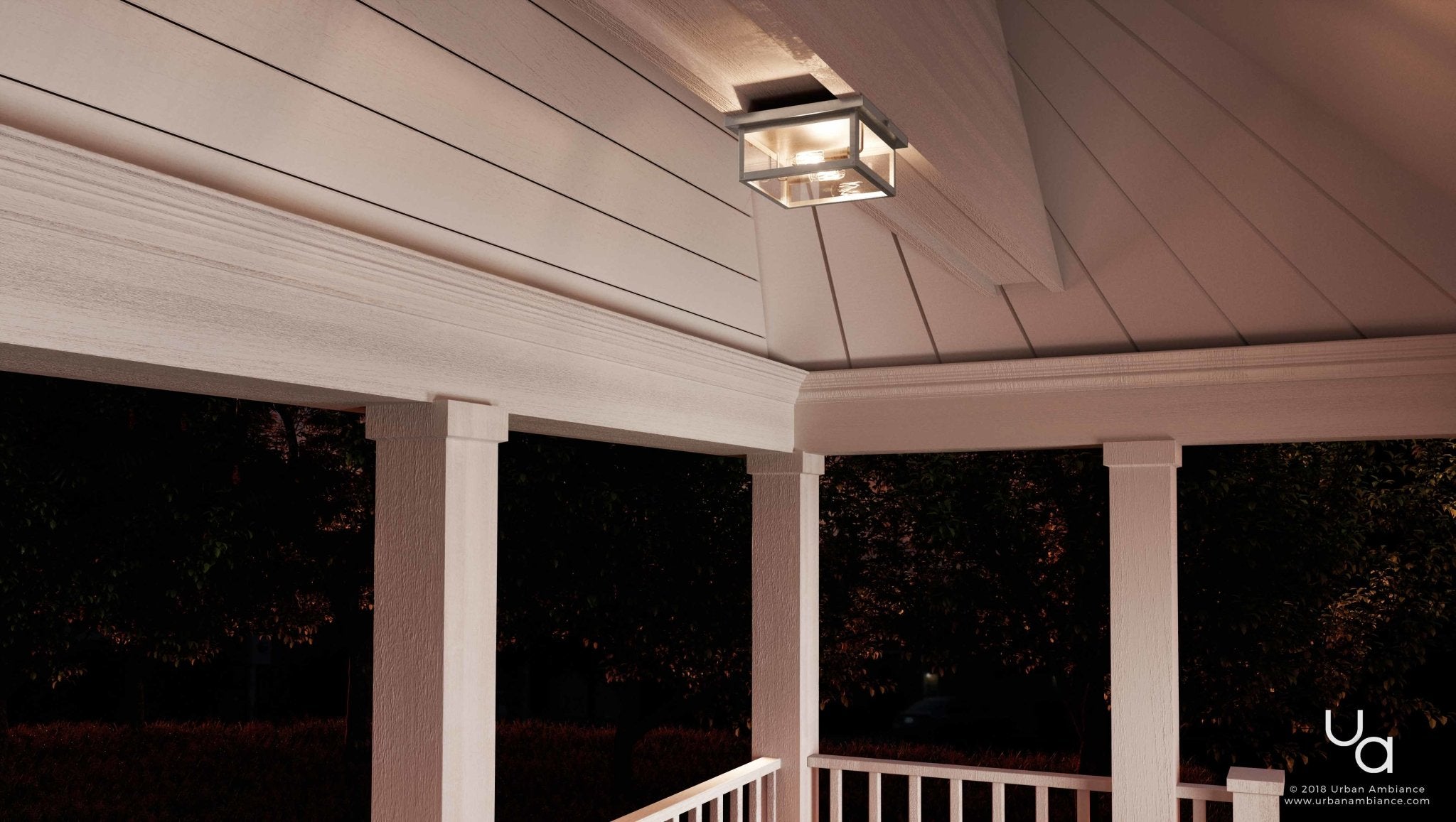 Urban Ambiance, UHP1133 Modern Farmhouse Outdoor Ceiling, 5-1/2"H x 12-3/8"W, Stainless Steel Finish, Darwin Collection