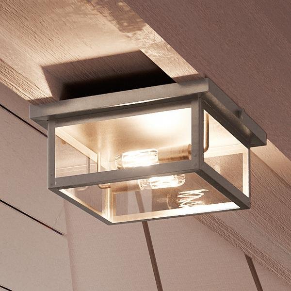 Urban Ambiance, UHP1133 Modern Farmhouse Outdoor Ceiling, 5-1/2"H x 12-3/8"W, Stainless Steel Finish, Darwin Collection