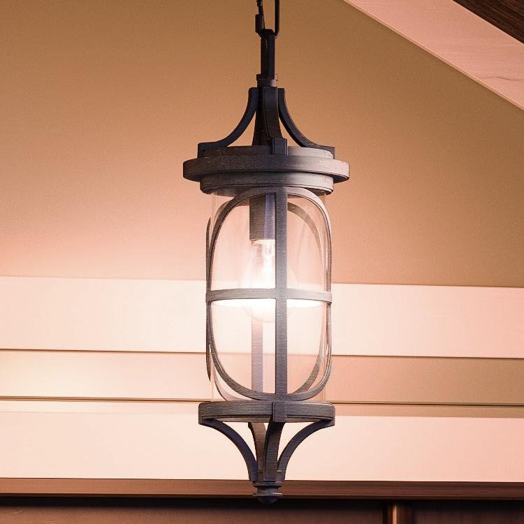 Urban Ambiance, UHP1183 Rustic Outdoor Pendant Light, 22" x 7-1/2", Aged Pewter Finish, Brussels Collection