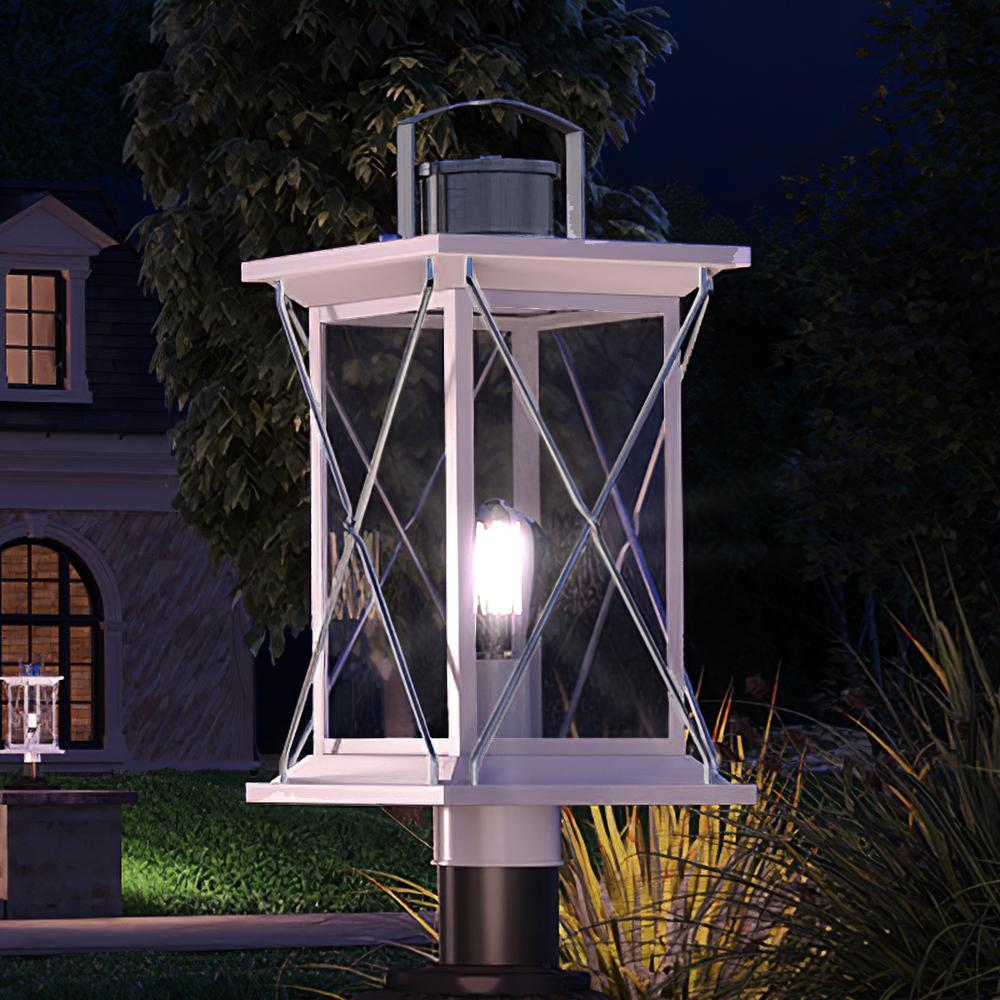 Urban Ambiance, UHP1220 Colonial Outdoor Post/Pier Light, 20"H x 9"W, Stainless Steel Finish, Longmont Collection