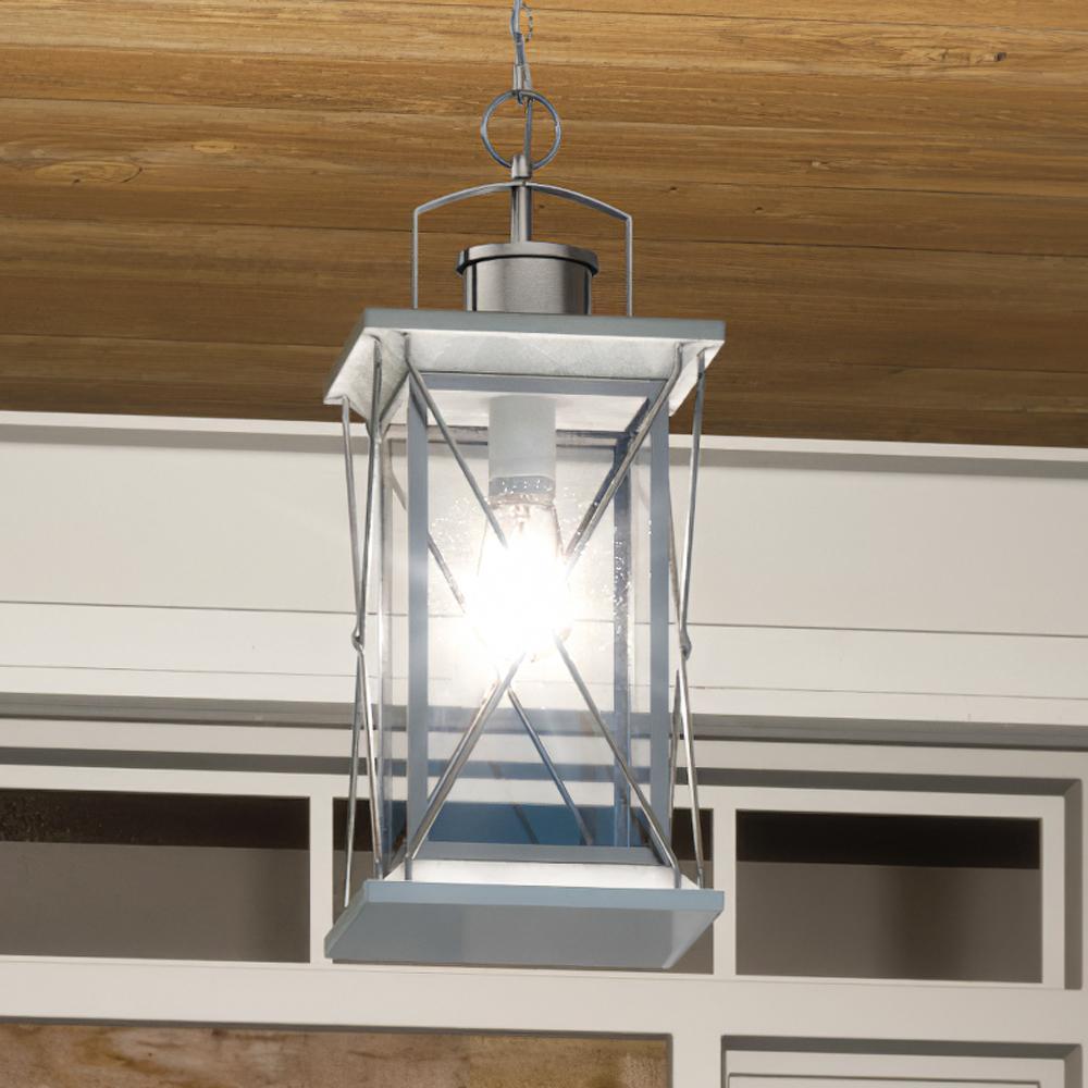 Urban Ambiance, UHP1221 Colonial Outdoor Pendant Light, 21"H x 9"W, Stainless Steel Finish, Longmont Collection