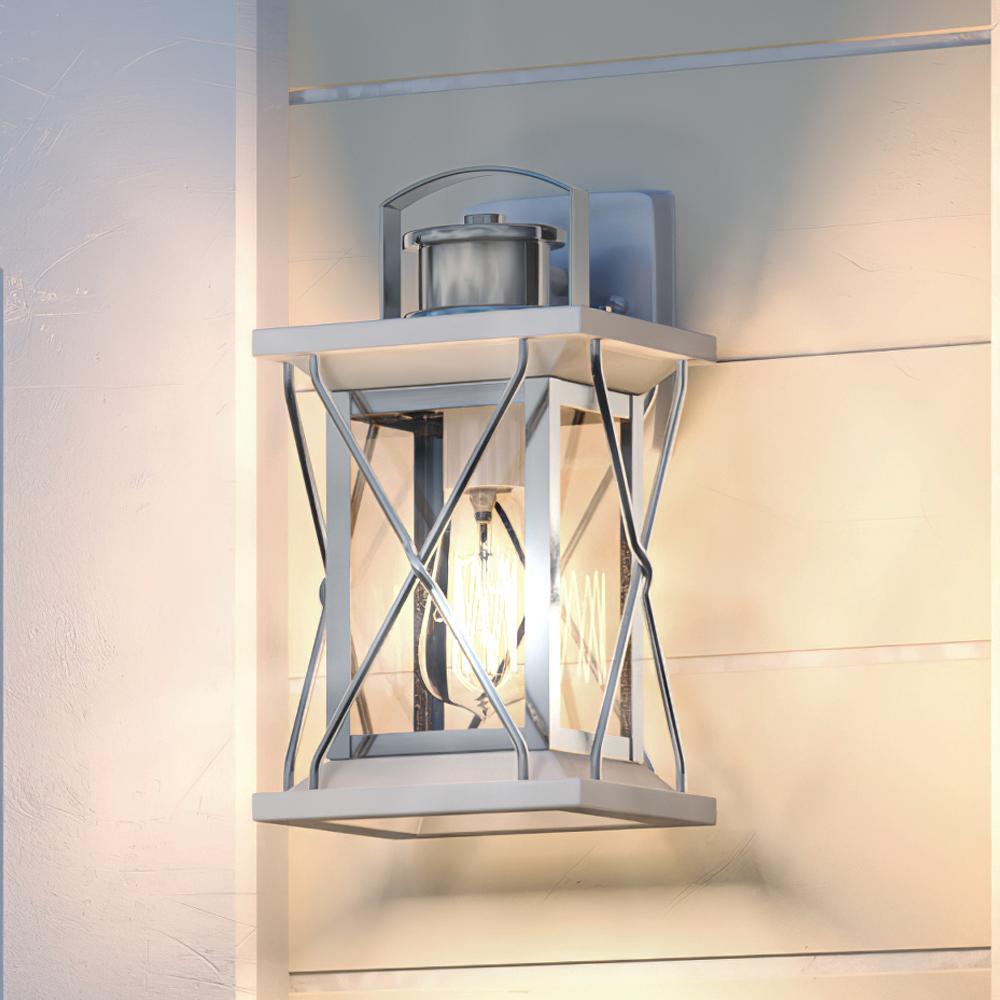 Urban Ambiance, UHP1222 Colonial Outdoor Wall Light, 13"H x 6.5"W, Stainless Steel Finish, Longmont Collection