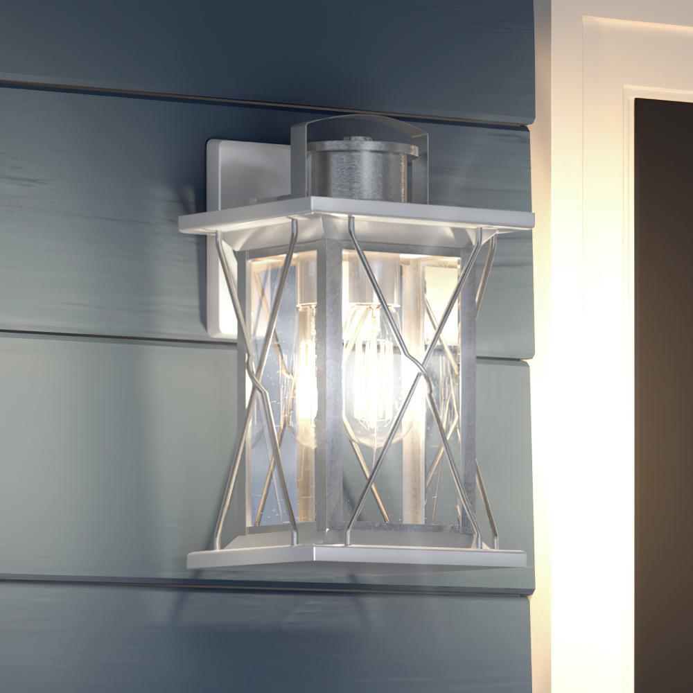 Urban Ambiance, UHP1223 Colonial Outdoor Wall Light, 16"H x 7.5"W, Stainless Steel Finish, Longmont Collection