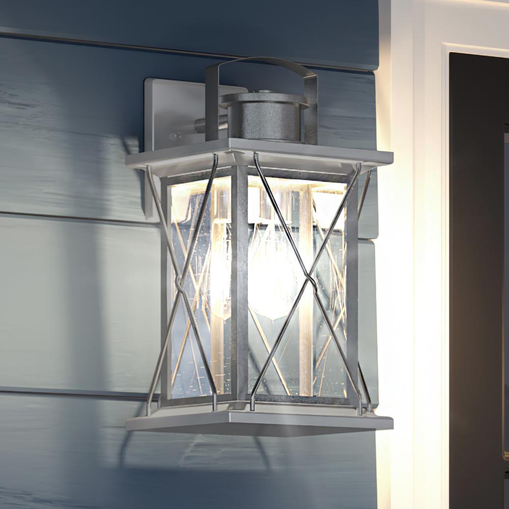 Urban Ambiance, UHP1224 Colonial Outdoor Wall Light, 19"H x 9.125"W, Stainless Steel Finish, Longmont Collection