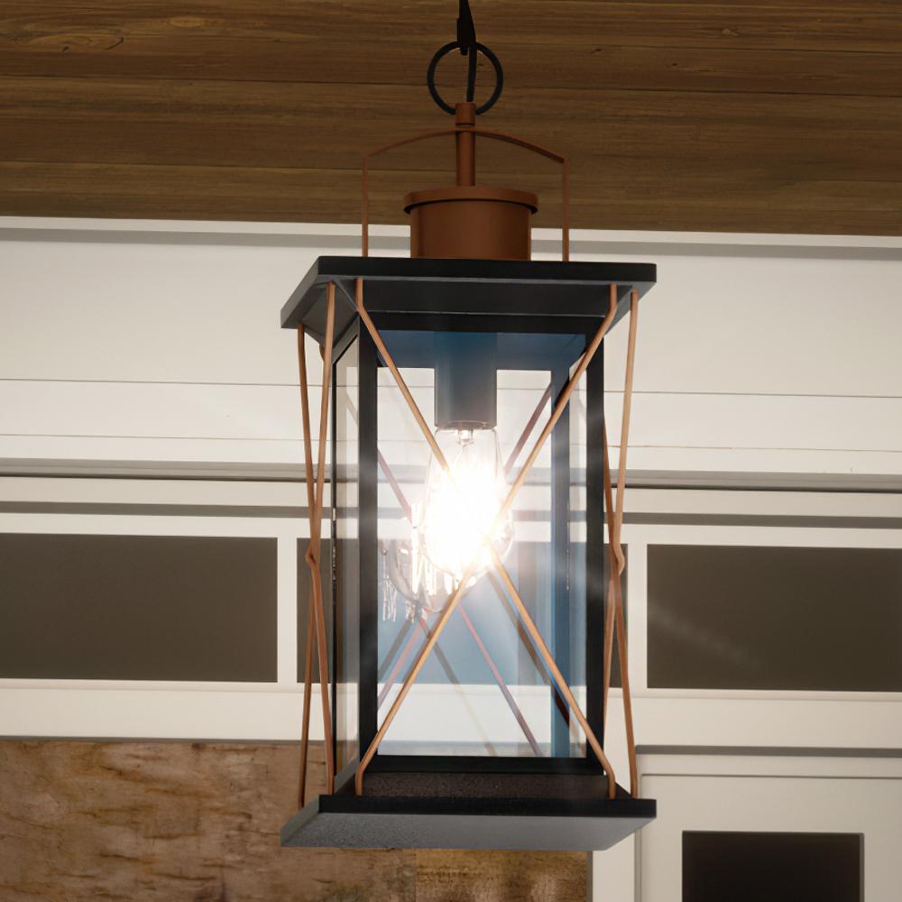 Urban Ambiance, UHP1231 Colonial Outdoor Pendant Light, 21"H x 9"W, Olde Bronze Finish, Longmont Collection