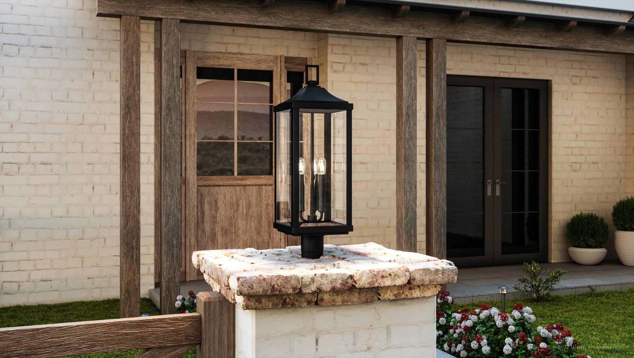 Urban Ambiance, UHP1400 Farmhouse Outdoor Post Light 26.875''H x 9.5''W, Midnight Black Finish, Calderdale Collection