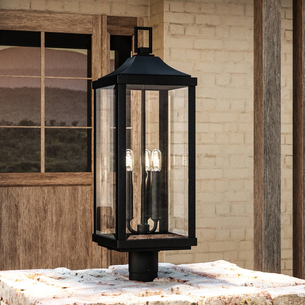 Urban Ambiance, UHP1400 Farmhouse Outdoor Post Light 26.875''H x 9.5''W, Midnight Black Finish, Calderdale Collection