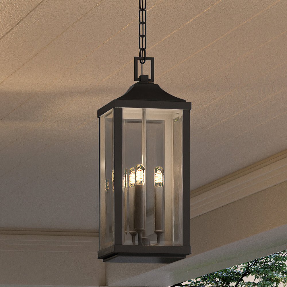 Urban Ambiance, UHP1401 Farmhouse Outdoor Pendant 23.75''H x 9.5''W, Midnight Black Finish, Calderdale Collection