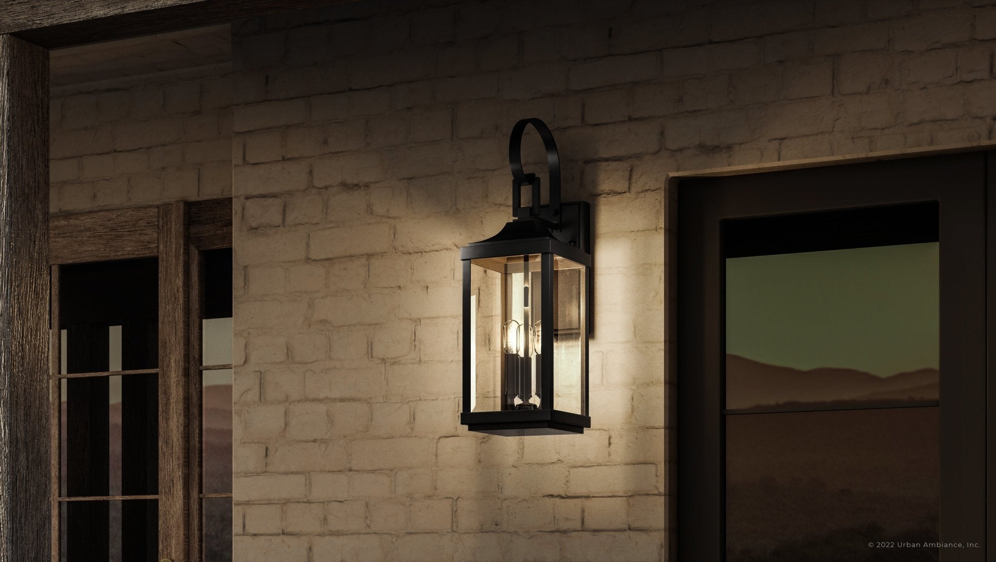 Urban Ambiance, UHP1403 Transitional Outdoor Wall Sconce 21.75''H x 7''W, Midnight Black Finish, Calderdale Collection