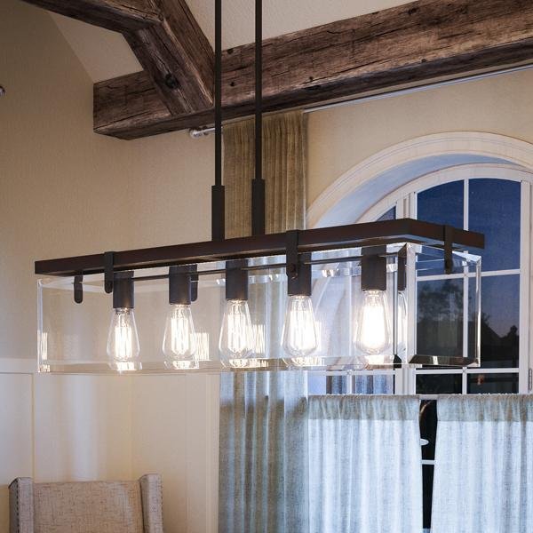 Urban Ambiance, UHP2440 Modern Farmhouse Modern Chandelier, 15-3/4"H x 36-3/4"W, Olde Bronze Finish, Bristol Collection