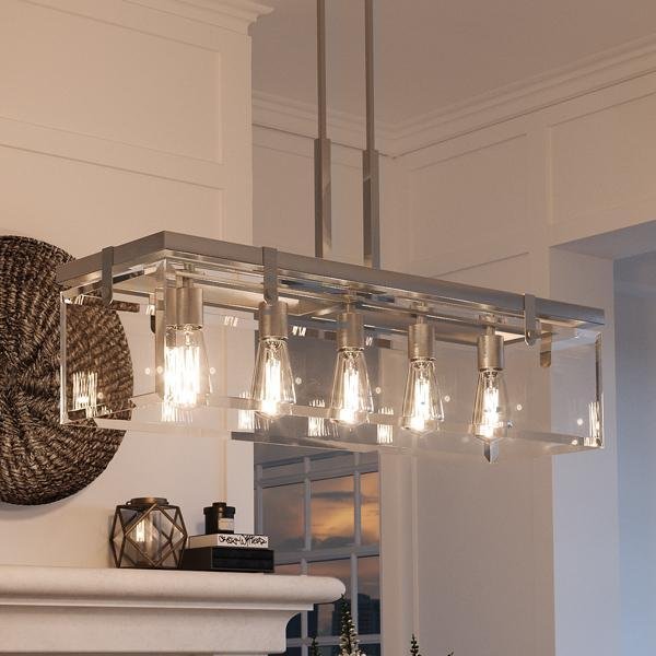 Urban Ambiance, UHP2441 Modern Farmhouse Chandelier, 15-3/4"H x 36-3/4"W, Brushed Nickel Finish, Bristol Collection