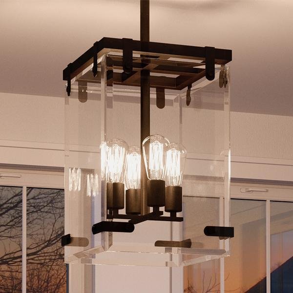 Urban Ambiance, UHP2442 Modern Farmhouse Modern Chandelier, 28-3/8"H x 14-3/4"W SQ, Olde Bronze Finish, Bristol Collection