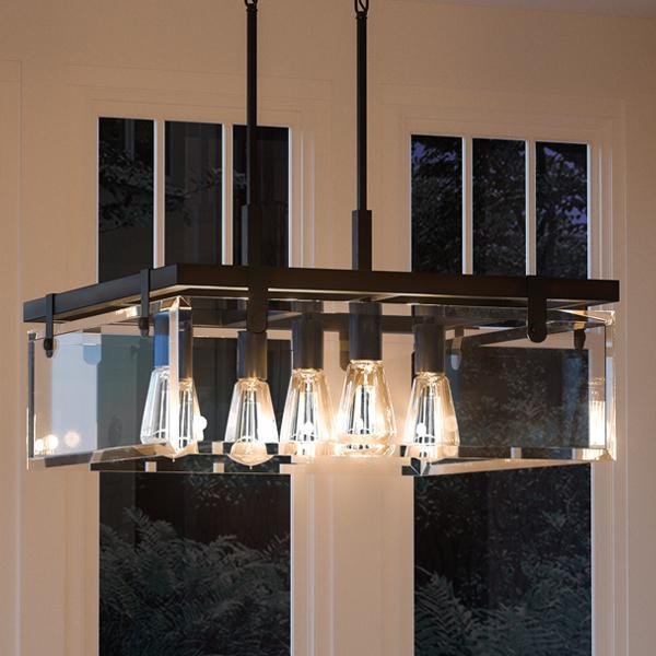 Urban Ambiance, UHP2444 Modern Farmhouse Square Chandelier, 13-3/4"H x 22-3/4"W SQ, Olde Bronze Finish, Bristol Collection