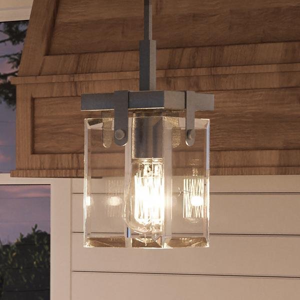 Urban Ambiance, UHP2447 Modern Farmhouse Modern Pendant, 11-7/8"H x 6-1/2"W SQ, Brushed Nickel Finish, Bristol Collection