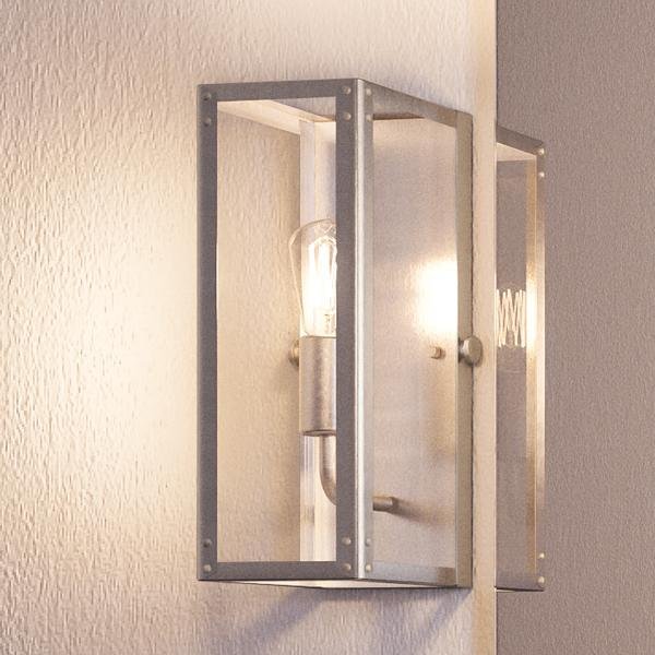 Urban Ambiance, UHP2750 Industrial Chic Electric Bath / Wall Light, 12"H x 5-1/4"W, Stainless Steel Finish, Messina Collection