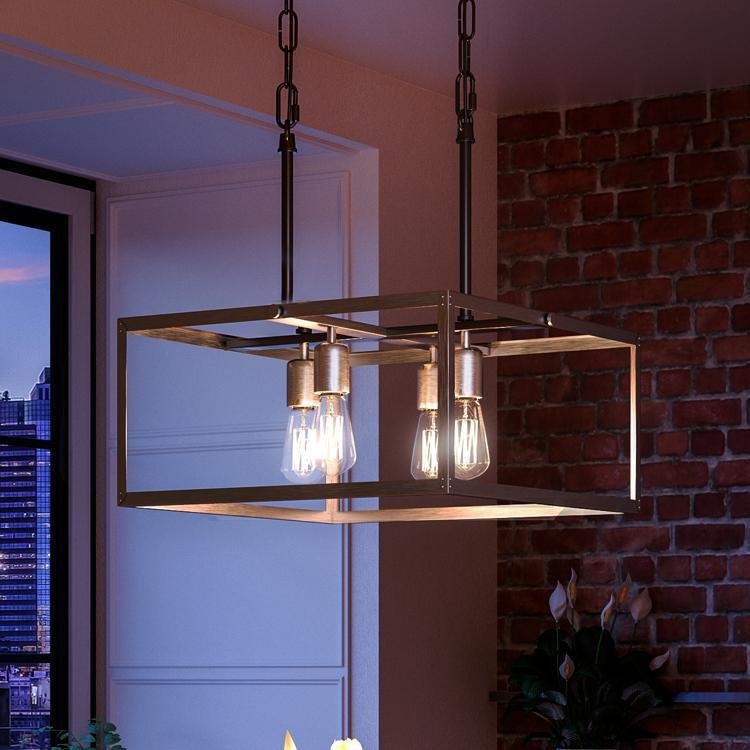 Urban Ambiance, UHP2753 Modern Farmhouse Farmhouse Chandelier, 9-3/4" x 20", Stainless Steel Finish, Messina Collection