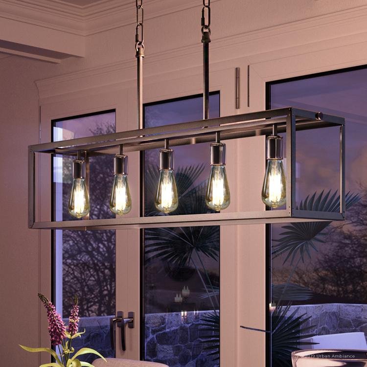 Urban Ambiance, UHP2754 Modern Farmhouse Farmhouse Chandelier, 9-3/4" x 38", Stainless Steel Finish, Messina Collection