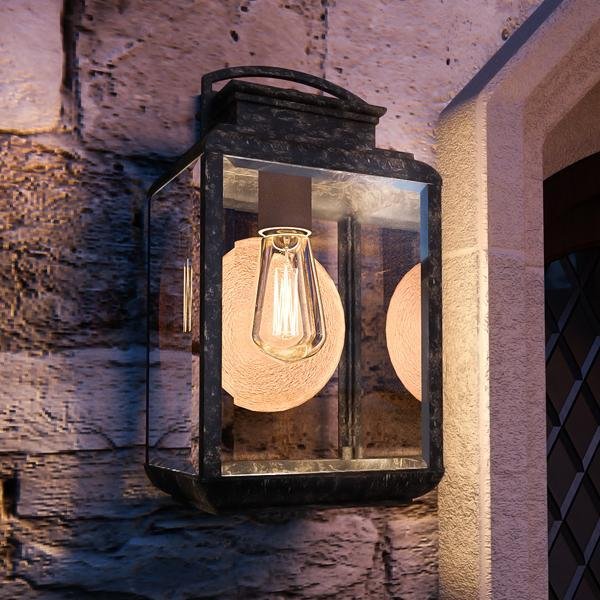 Urban Ambiance, UQL1021 Tuscan Outdoor Wall Light, 14.5"H x 8"W, Royal Bronze Finish, Casablanca Collection