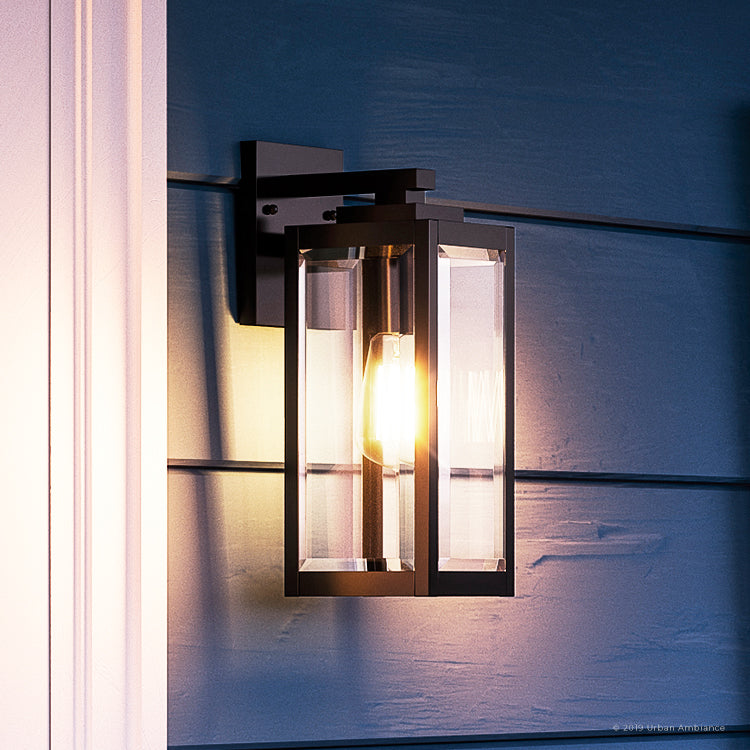 Urban Ambiance, UQL1330 Farmhouse Outdoor Wall Light, 14.25"H x 5"W, Black Finish, Quincy Collection