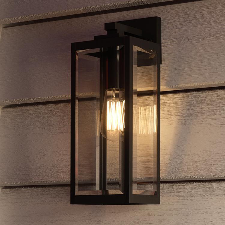 Urban Ambiance, UQL1331 Farmhouse Outdoor Wall Light, 17"H x 6"W, Black Finish, Quincy Collection