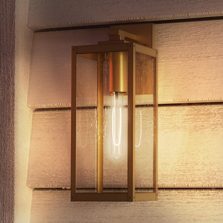 Urban Ambiance, UQL1341 Farmhouse Outdoor Wall Light, 17"H x 6"W, Antique Brass, Quincy Collection