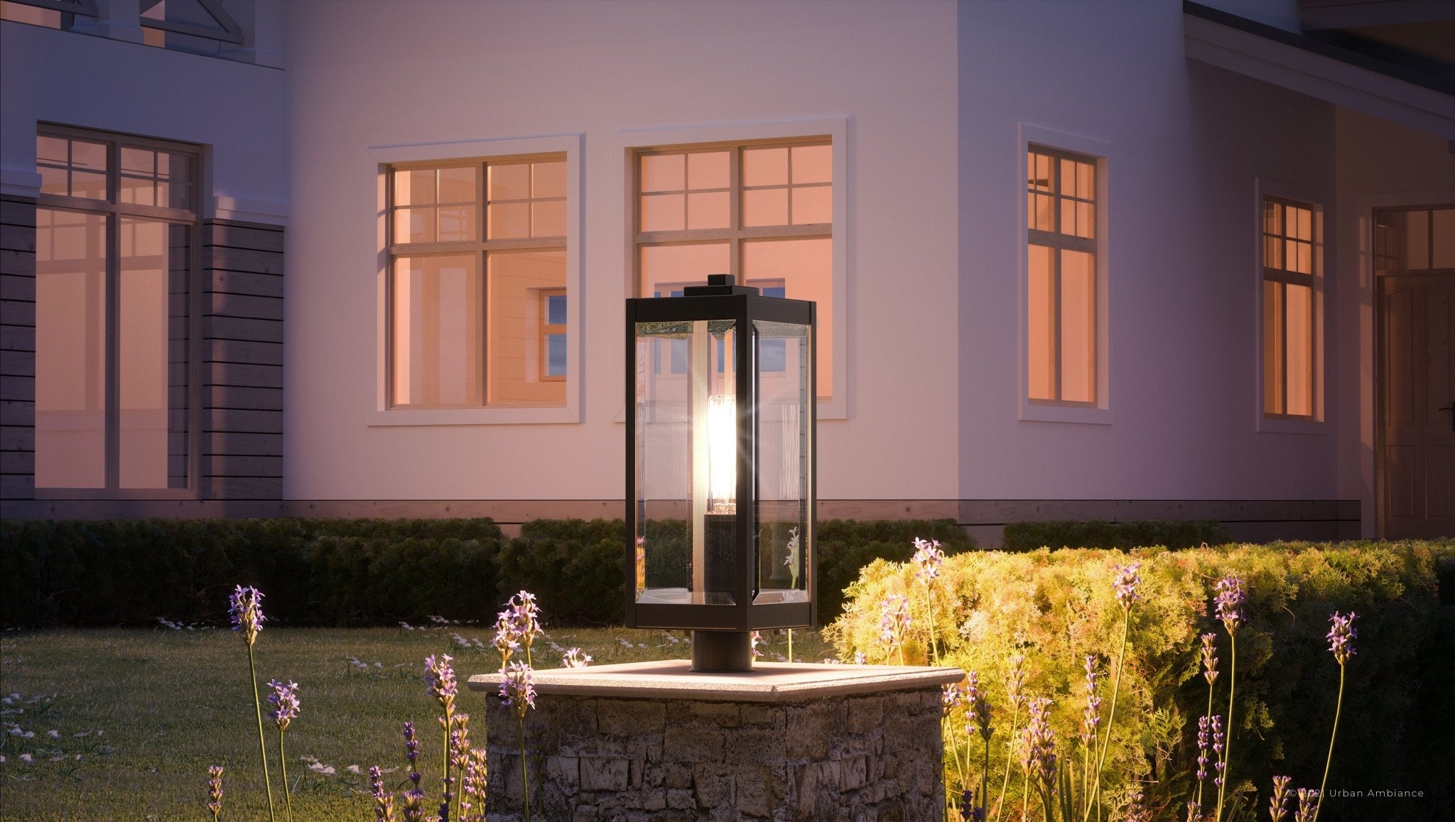 Urban Ambiance, UQL1353 Modern Farmhouse Outdoor Post/Pier Light, 20.5"H x 7"W, Estate Bronze Finish, Quincy Collection