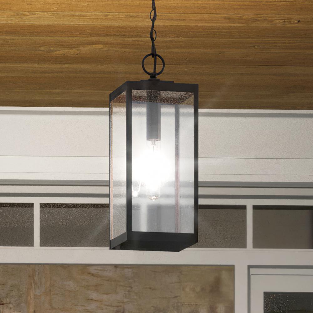 Urban Ambiance, UQL1354 Modern Farmhouse Outdoor Pendant Light, 20.75"H x 7"W, Estate Bronze Finish, Quincy Collection