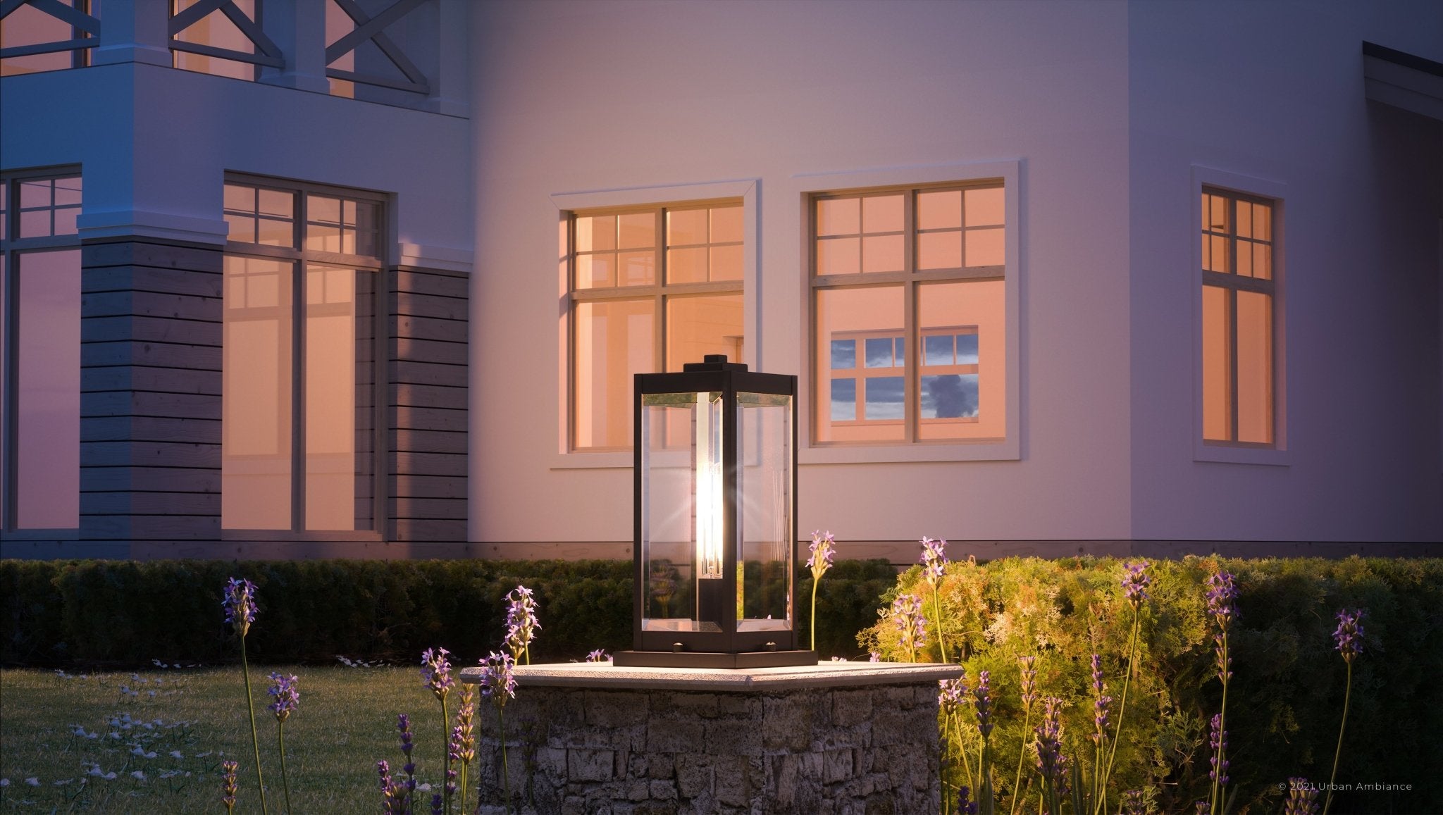 Urban Ambiance, UQL1355 Modern Farmhouse Outdoor Pier Light, 16"H x 7.5"W, Estate Bronze Finish, Quincy Collection