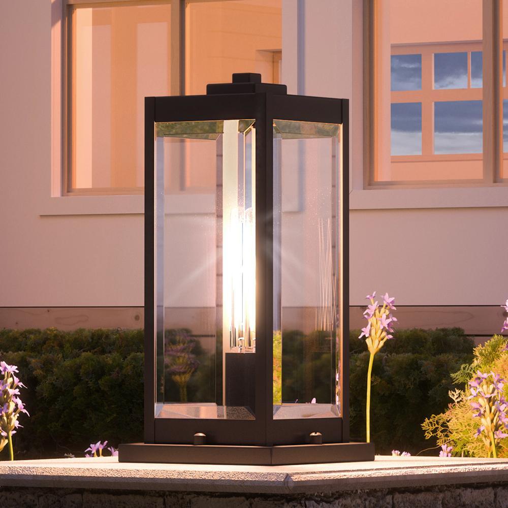 Urban Ambiance, UQL1355 Modern Farmhouse Outdoor Pier Light, 16"H x 7.5"W, Estate Bronze Finish, Quincy Collection