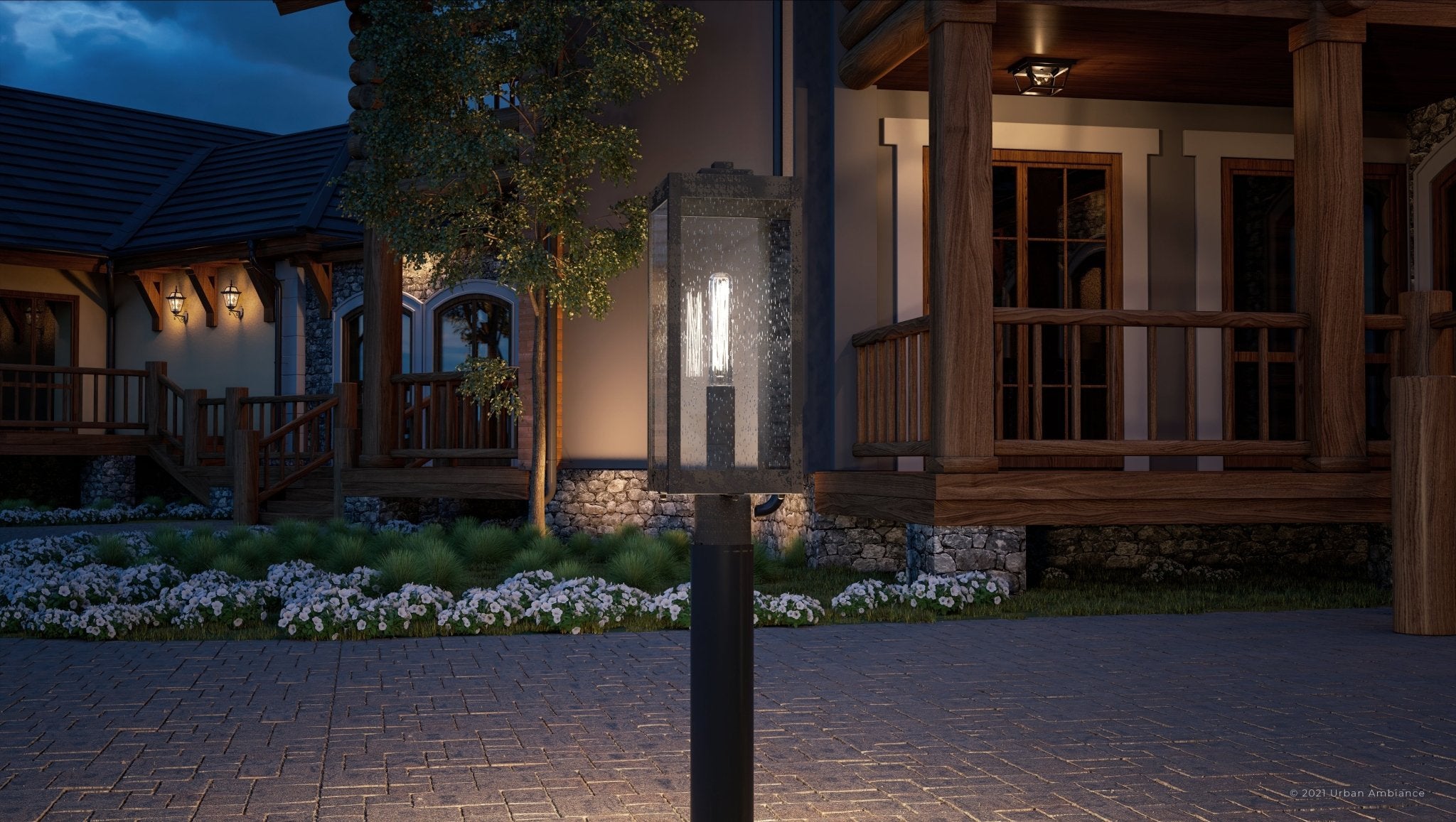 Urban Ambiance, UQL1630 Modern Farmhouse Outdoor Post Light 21.25''H x 7''W, Bygone Bronze Finish, Quincy Collection