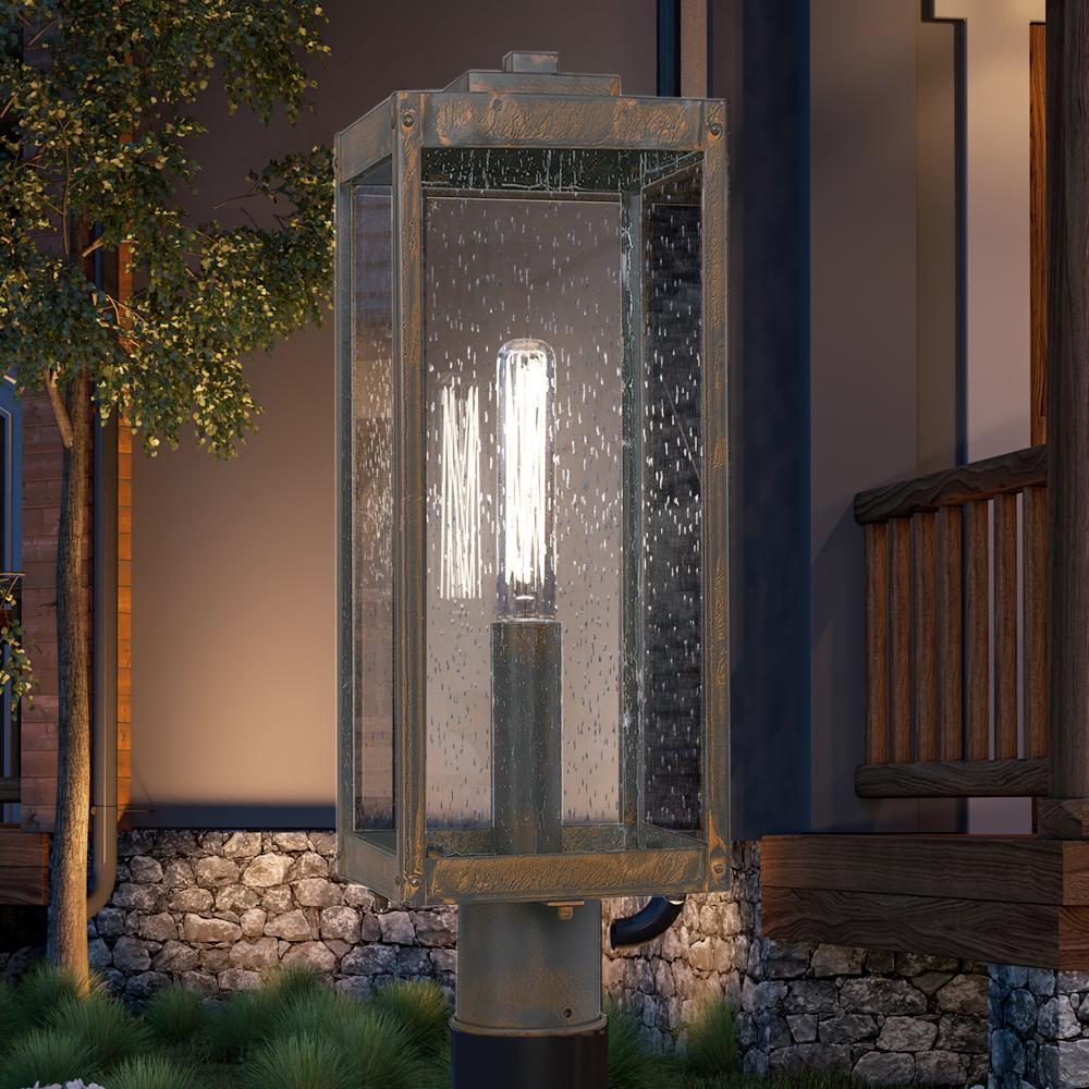 Urban Ambiance, UQL1630 Modern Farmhouse Outdoor Post Light 21.25''H x 7''W, Bygone Bronze Finish, Quincy Collection